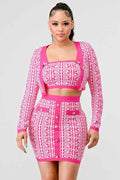 ATHINA PRINTED BARBIE PINK THREE PIECE SET Dark Pink 18696453_f06e29c1-3ba9-4485-aa50-c17181ce2b63