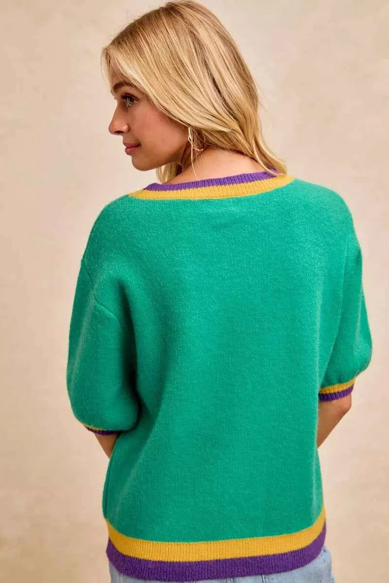 BiBi Mardi Gras Sequin Ribbon Patched Sweater 1870e561717547d391fcbfbf3393e891-Max-Origin
