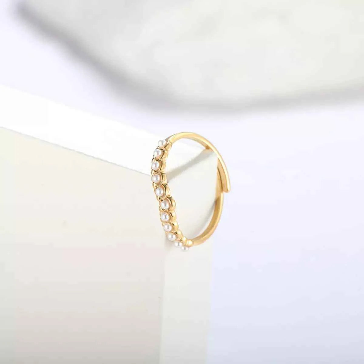 Pearl Embellished Adjustable Ring Gold One Size 18848750-a14a-4154-b563-0e9ec6ded9f3-Max-Origin