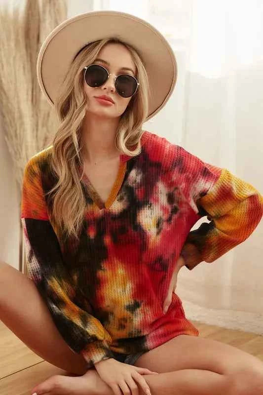 BiBi Tie Dye Brushed Waffle Top With Bubble Sleeves 1886ecb8dd8e455a965f7c35dca52751-Max-Origin