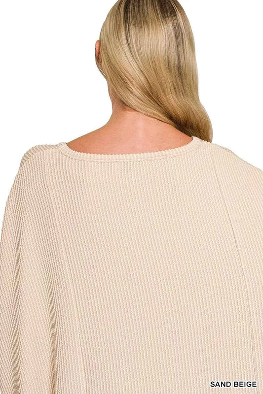 Raised Rib Bat Sleeve Top 1887c0e8aec04fd3a3abfec2a1b245ac-Max-Origin
