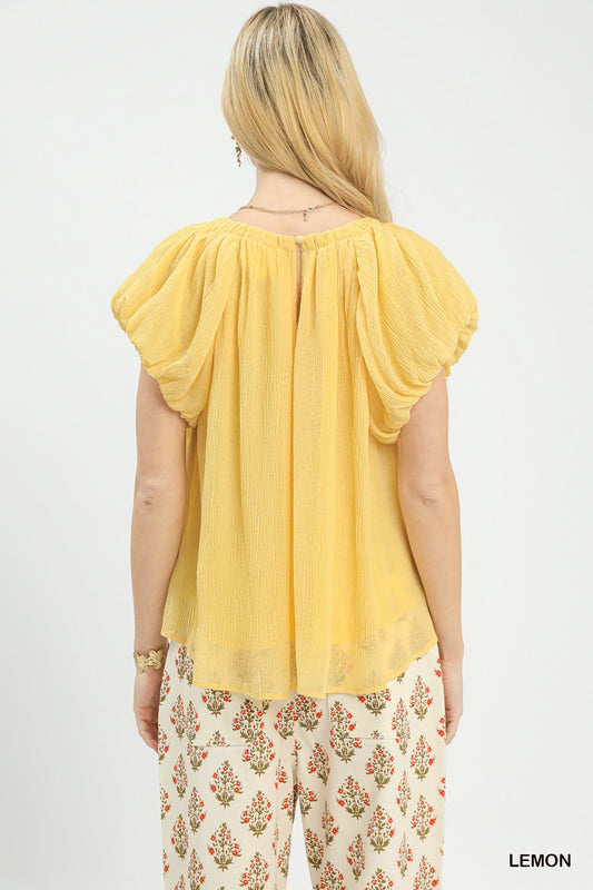Crinkle Flutter Sleeve Peasant Top 1887e67d-0da3-4558-9315-a8c492e254ba-Max