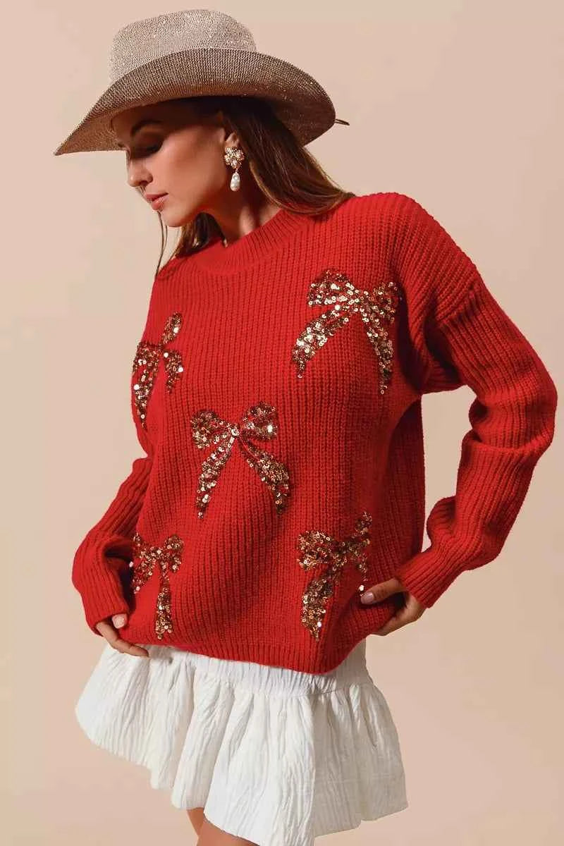 SO ME All Over Ribbon Sequins Christmas Holiday Sweater 1891b07caddf439d8e9370f252cf2bd2-Max-Origin