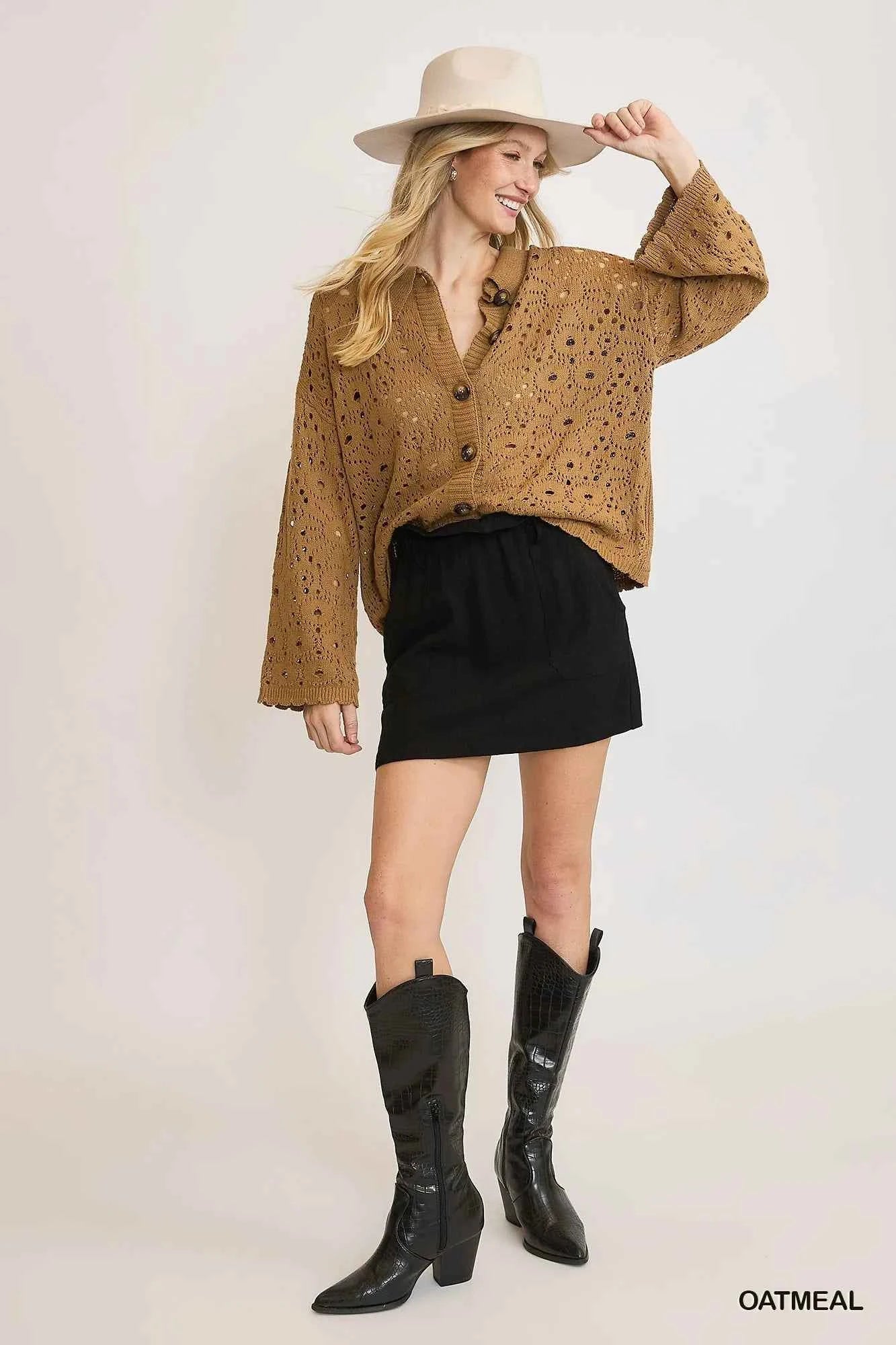 Umgee Crochet Button Down Knit Cardigan 1897c87b-83f1-4d2b-8b93-0234e821704e-Max-Origin
