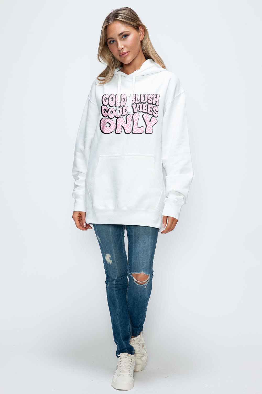 Simply Love Full Size Letter Graphic Long Sleeve Drawstring Hoodie