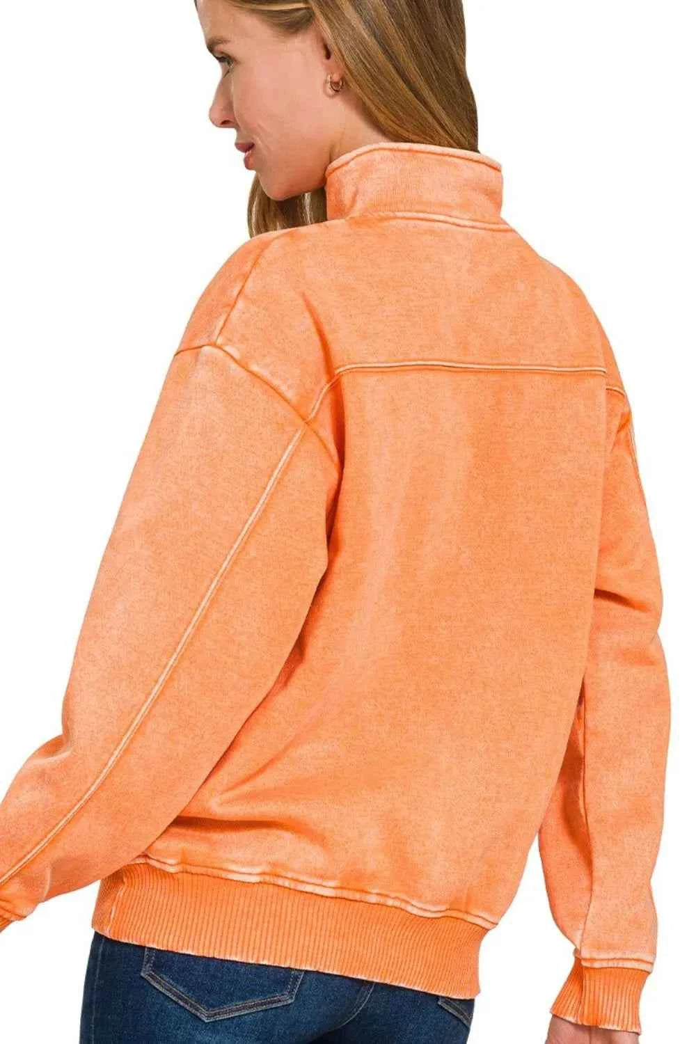 Zenana Acid Wash Fleece Half Zip Pullover Sweatshirt 18ab1d79-7eb9-401d-8732-0df2b8aeee31-Max-Origin