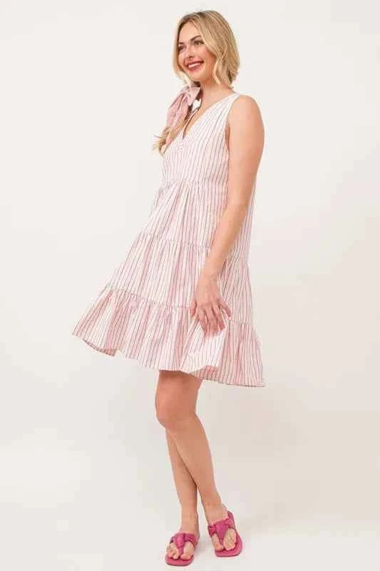 Lime 'N' Chili Striped Sleeveless V-Neck Tiered Dress 18cd5812a763473b87398c64ff8d66af-Max-Origin