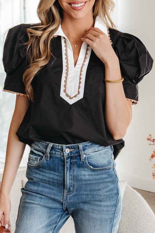 Remington Collar Short Sleeve Blouse 18d7928d-157b-489f-99c8-35f519c33648