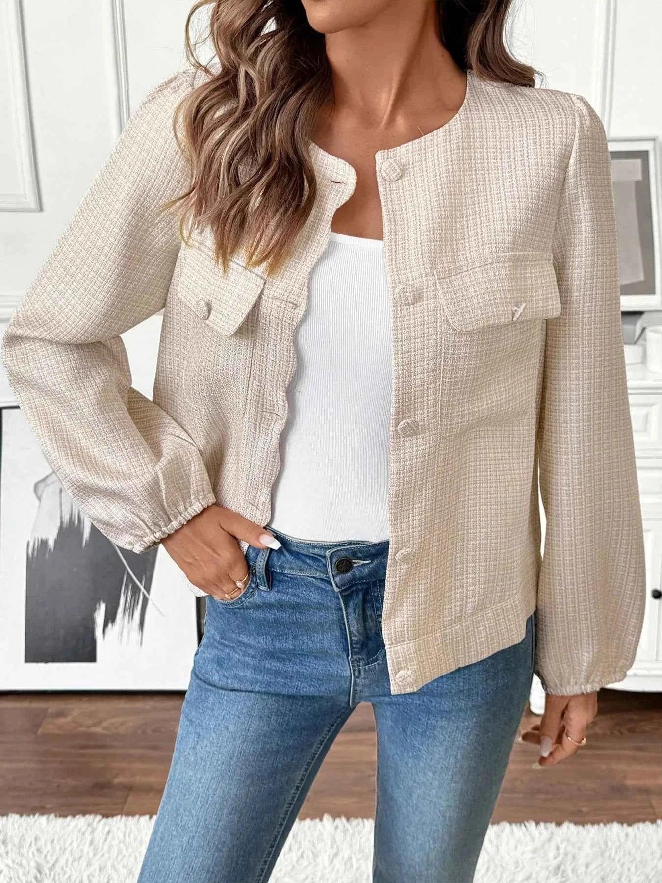Button-Front Jacket with Pocket Details 18d95d12122f41709f7898e1ba9ab058-Max-Origin