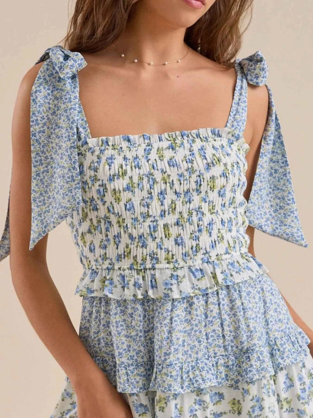 Floral Smocked Tie-Shoulder Summer Dress 18deb15f-2997-49b6-b014-e4d785b19c65-Max-Origin