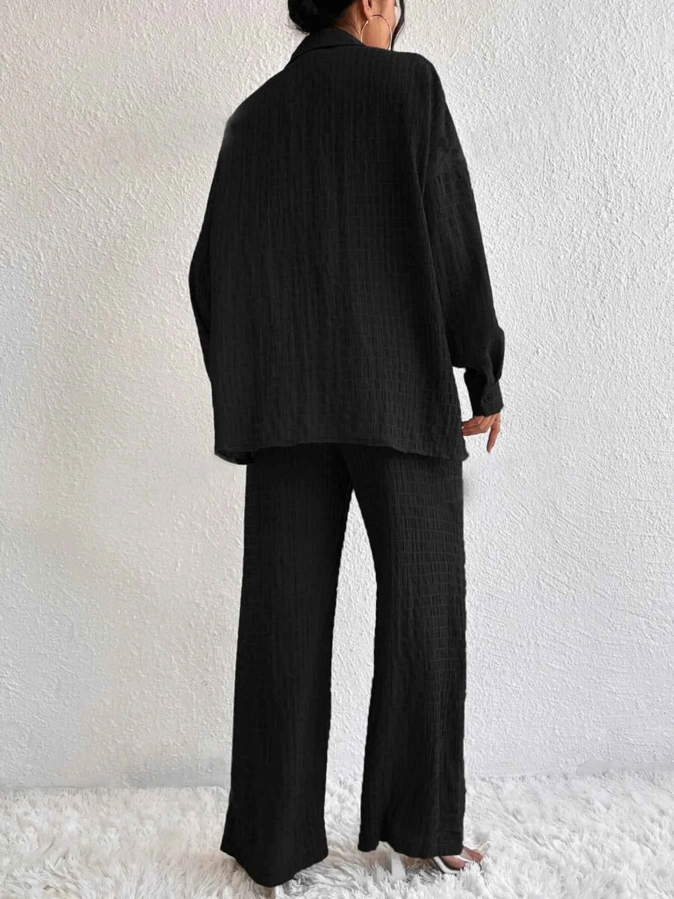Button Up Long Sleeve Shirt and Pants Set 18e7663dfc024f64b6354fed3d3f5609-Max-Origin