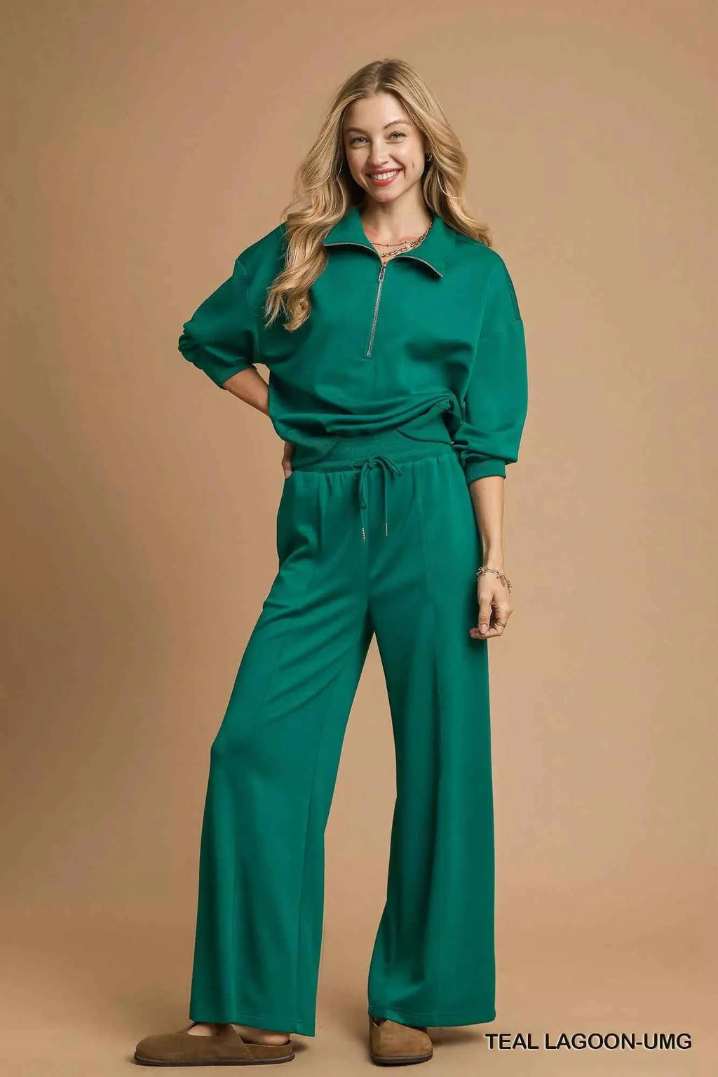 Umgee Half Zip Drop Shoulder Sweatshirt 18f96961-4d12-41fb-a261-c48545a79428-Max-Origin