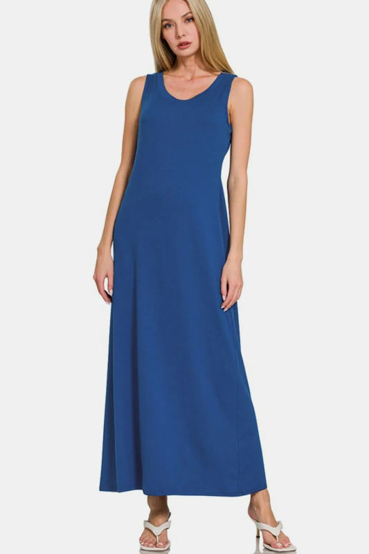 Zenana Scoop Neck Wide Strap Tank Dress Navy 18f98c25-8d2b-4506-bdd6-0b5beb137c24-Max