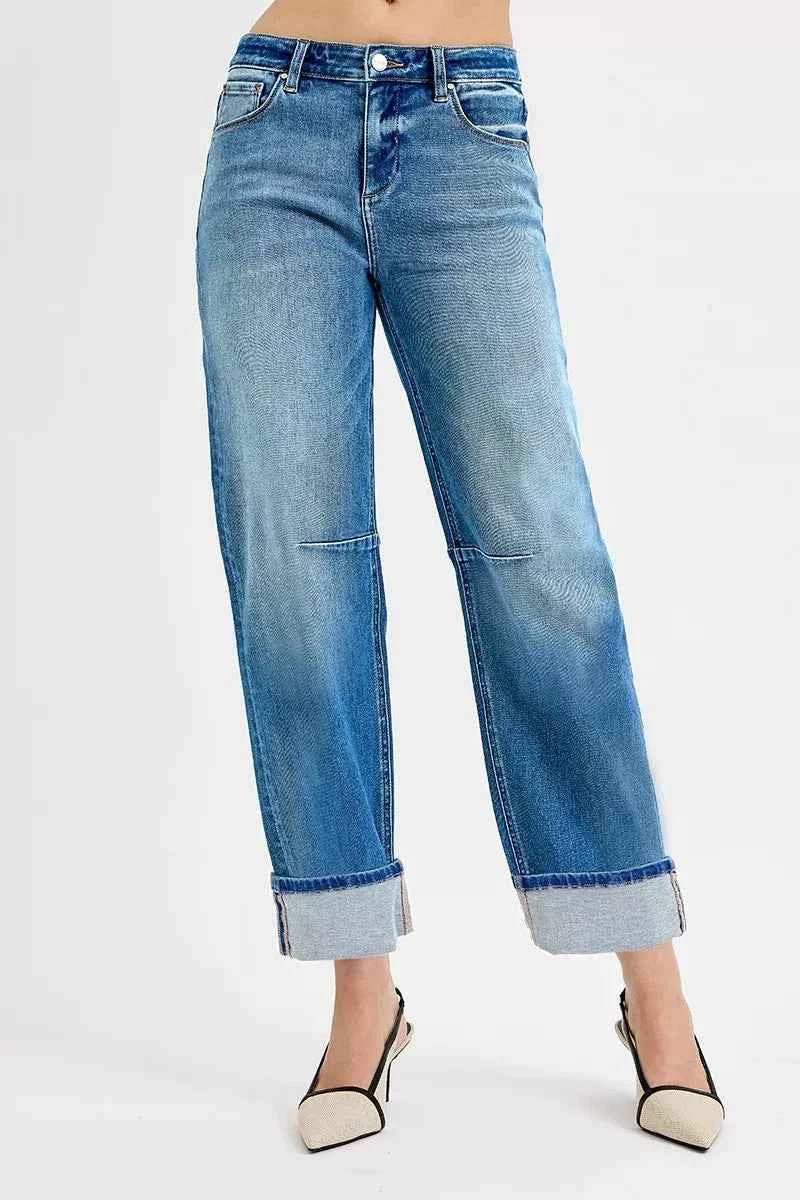 RISEN Slouchy Crop Barrel Cuffed Jeans MEDIUM 18fc4118-336c-43a6-84d5-6880710e2522-Max-Origin