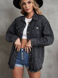 Denim button down jacket Black
