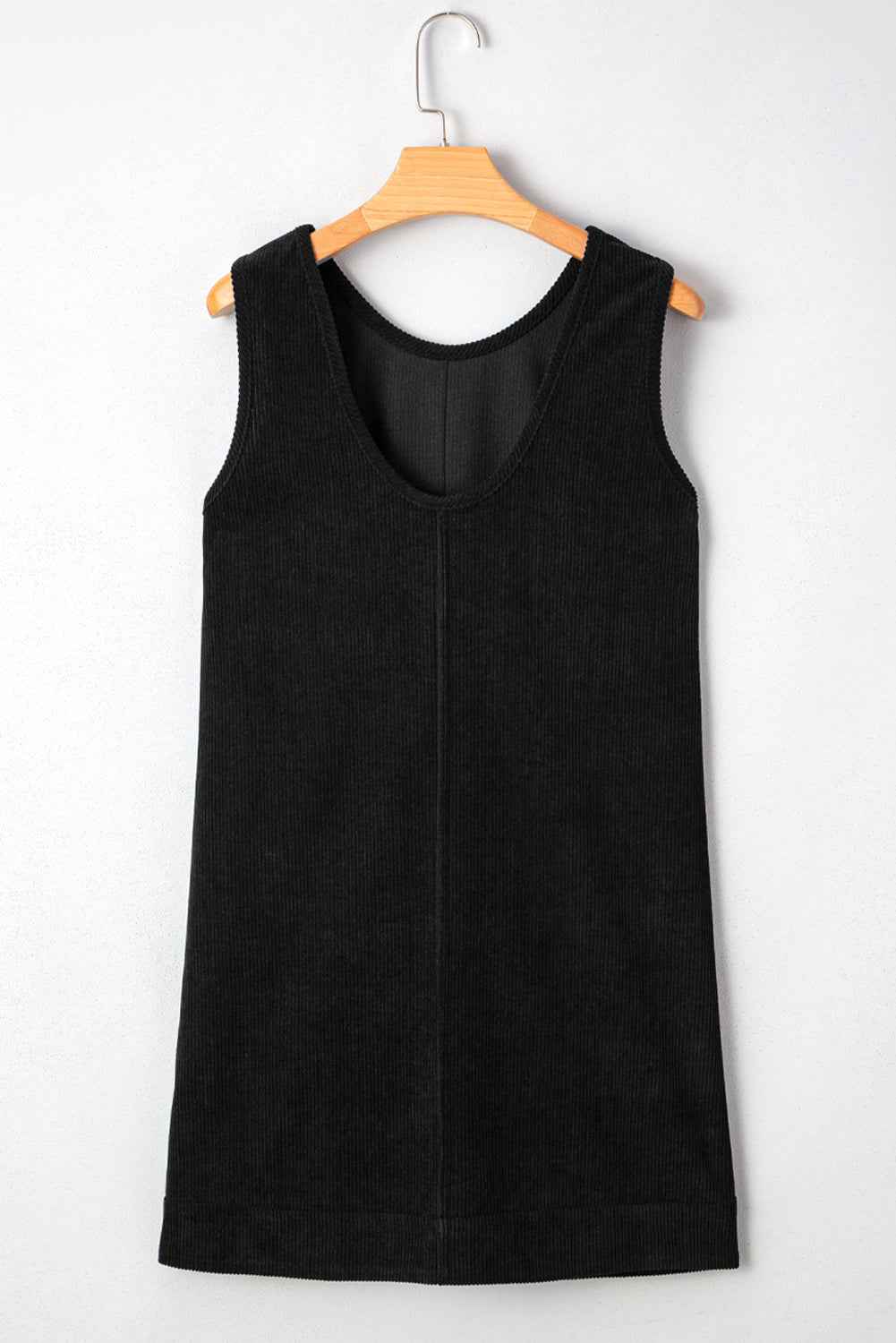 Black Plus Size Corduroy Patch Pocket Sleeveless Mini Dress 1904ff8bb7605037