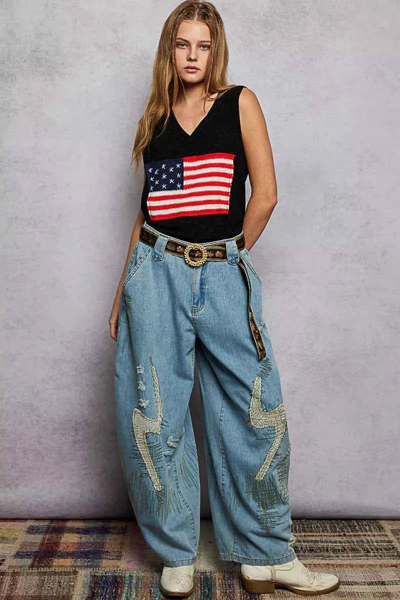 POL V-Neck Ribbed Tank with American Flag Patch and Star Back Patch 19058b28-8b36-4d1f-b98b-bed5e10455f7-Max-Origin
