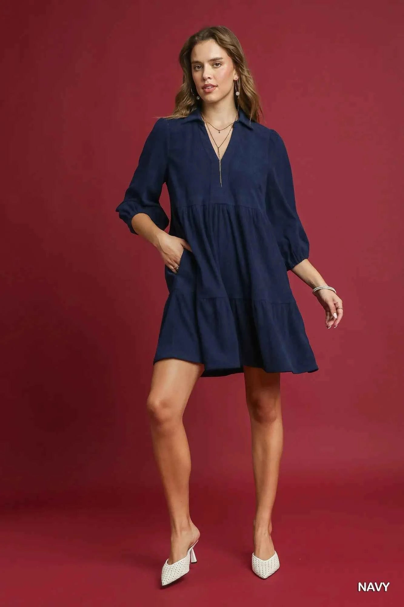 Umgee Tiered Corduroy Mini Dress with Balloon Sleeves 1909e854-5ca5-4fc8-b14d-72f8f5871781-Max-Origin