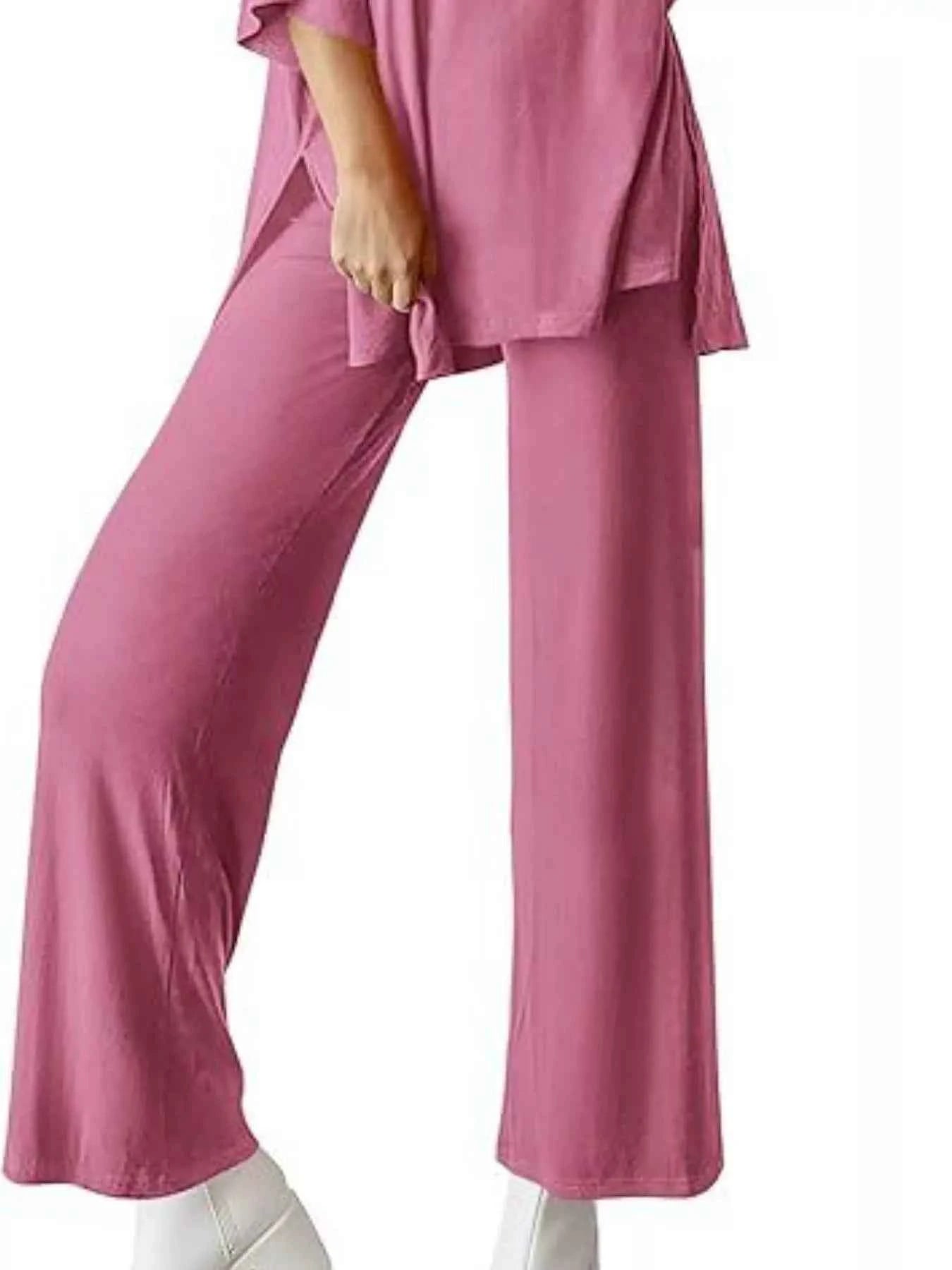 Slit Round Neck Top and Pants Set 190fb6d7-7e13-434a-9918-bdae5046f79b-Max-Origin
