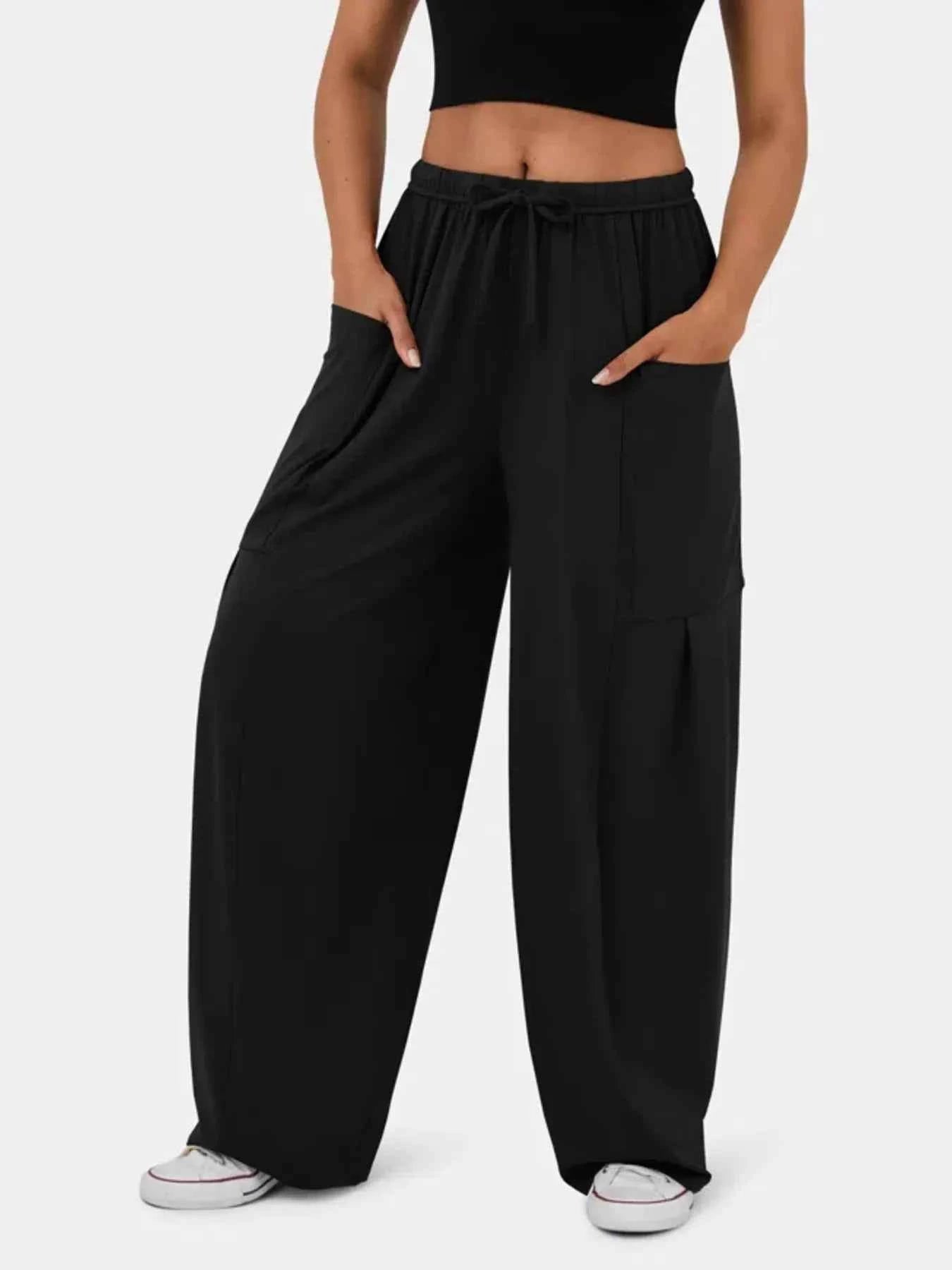 Drawstring Wide Leg Pants Black 191114005ad14cf9ae83961303662d74-Max-Origin