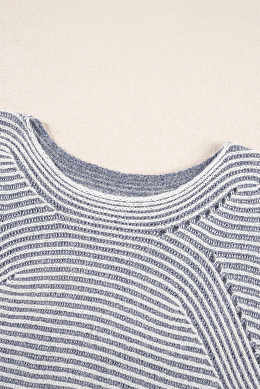 Black Striped Print Ribbed Knit Raglan Sleeve Baggy Sweater 1930340d6fdf8004