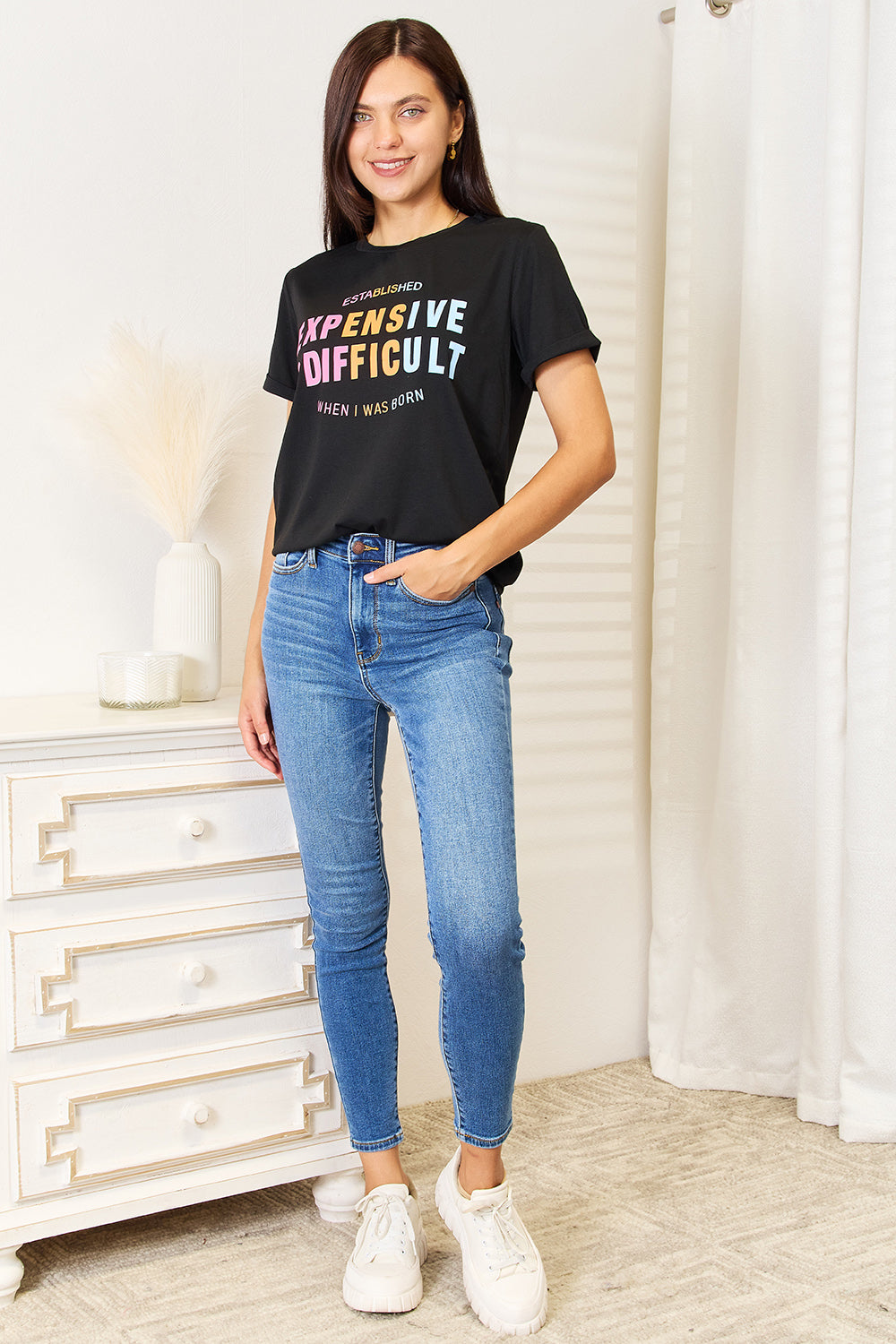 Simply Love Slogan Graphic Cuffed Sleeve T-Shirt 1931831426ef40e89521df2288d727fa-Max