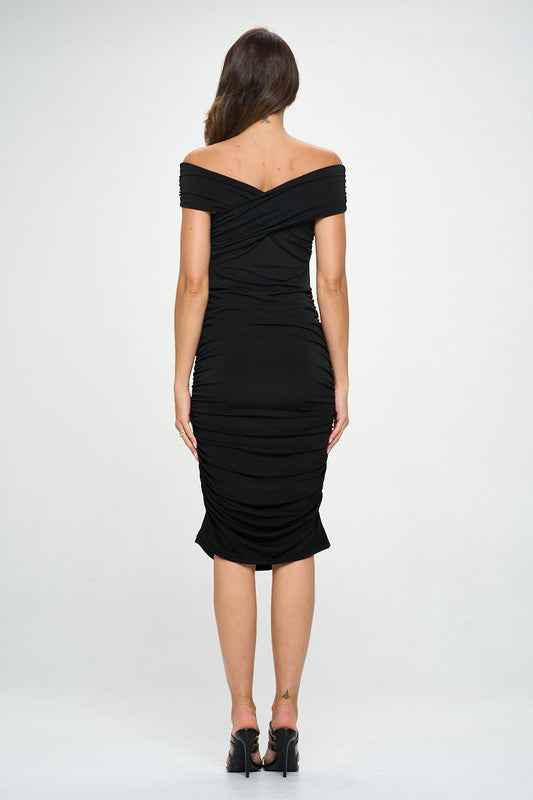 Solid Off Shoulder Midi Bodycon Dress with Ruched 19323556_171bfa19-5026-4c42-814d-fb0d61a1b379