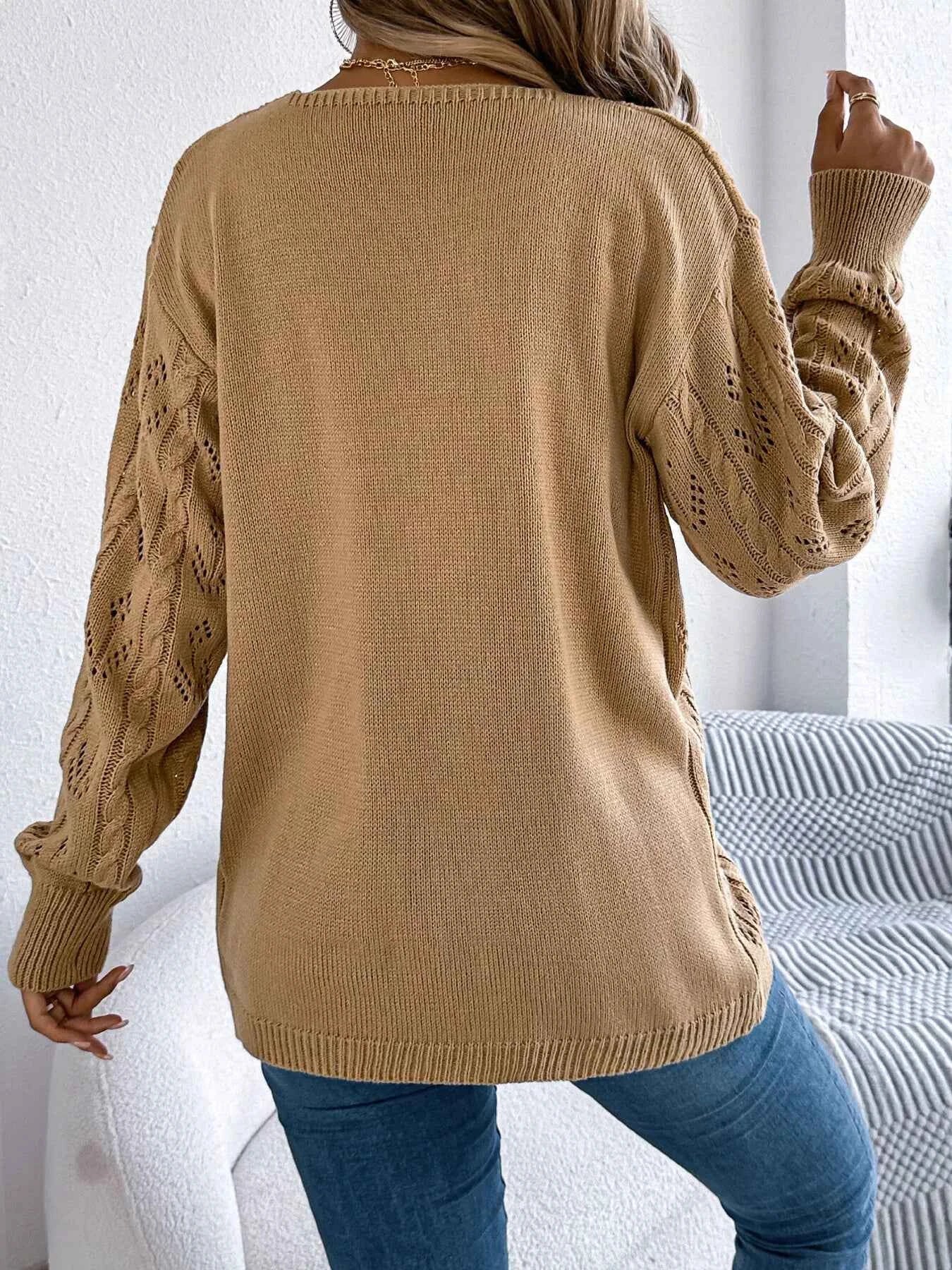 Openwork Open Front Long Sleeve Cardigan 19324ce2b1ac44c2adb1b70ec822a112-Max-Origin