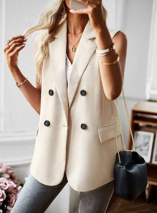 Double breasted blazer vest Cream 19344595_943dee24-6ab8-490b-9dda-5b724754e2c4