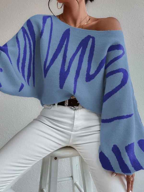 Oversized balloon sleeve sweater Blue 19351219_64915653-0e85-43bd-9784-9f61bbf8d2ee