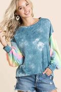 BiBi Tie Dye French Terry Top With Contrast Tie Dye DENIMBLUE 193f0e9ed4284a1bb8e9fb36f7ab8ca5-Max-Origin