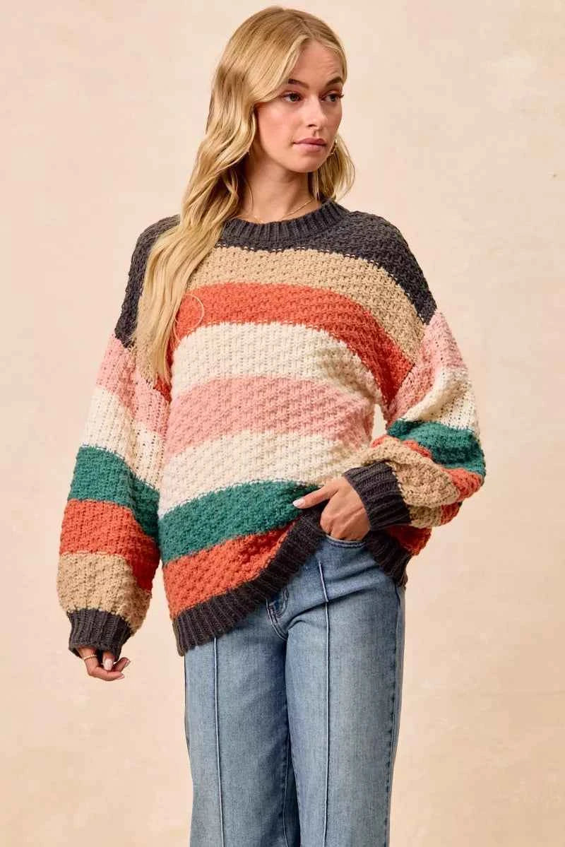 BiBi Stripes Color Block Chunky Sweater 1942c4d4384244178e6257583f456af2-Max-Origin