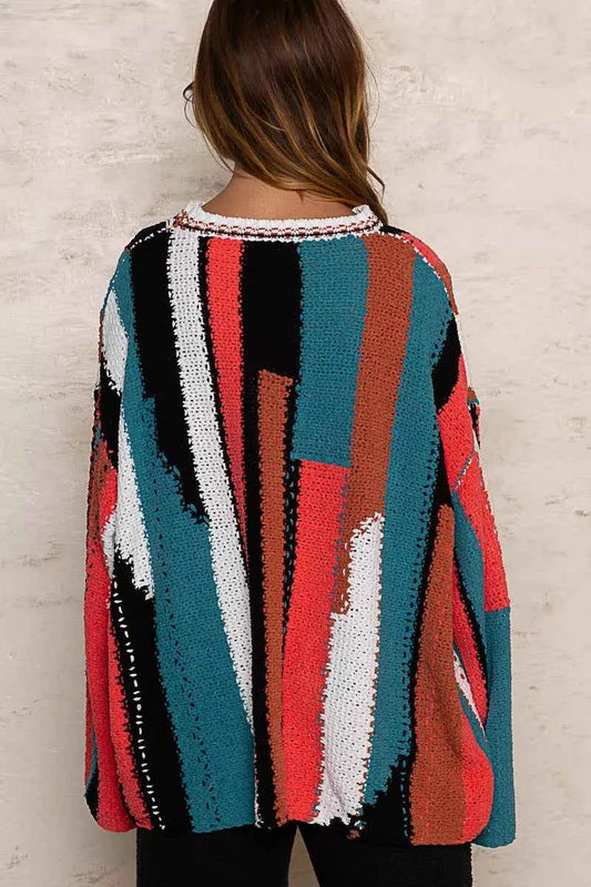 Color Block Round Neck Oversized Sweater 194d6ee1-2bf9-4760-a652-463e92fd5d9b-Max-Origin