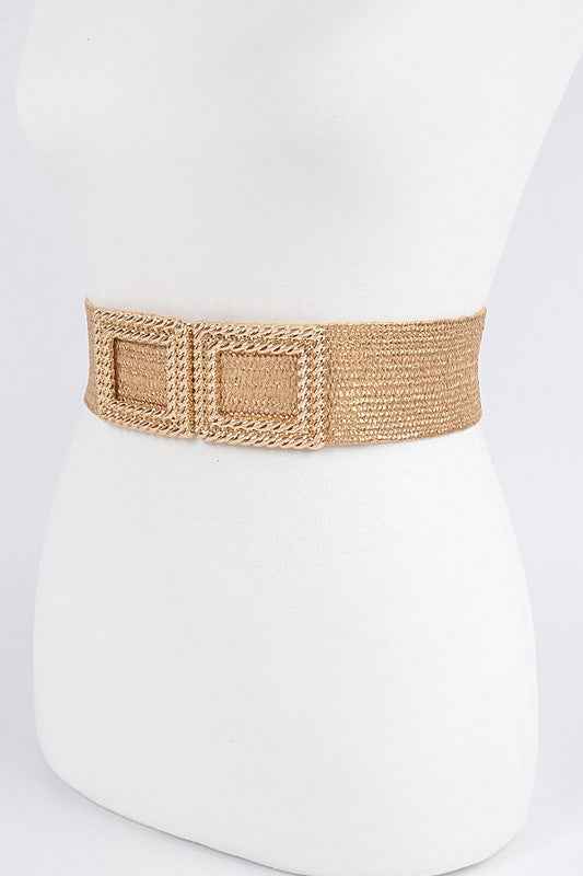 Double Buckle Metallic Faux Straw Elastic Belt 19519913_50d2875a-df97-4bac-a586-bf90664358c4