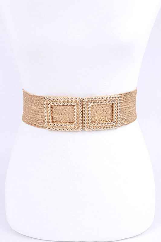 Double Buckle Metallic Faux Straw Elastic Belt Gold O S 19519913_53bd0d99-580d-4a21-bc45-26ad43aa1222