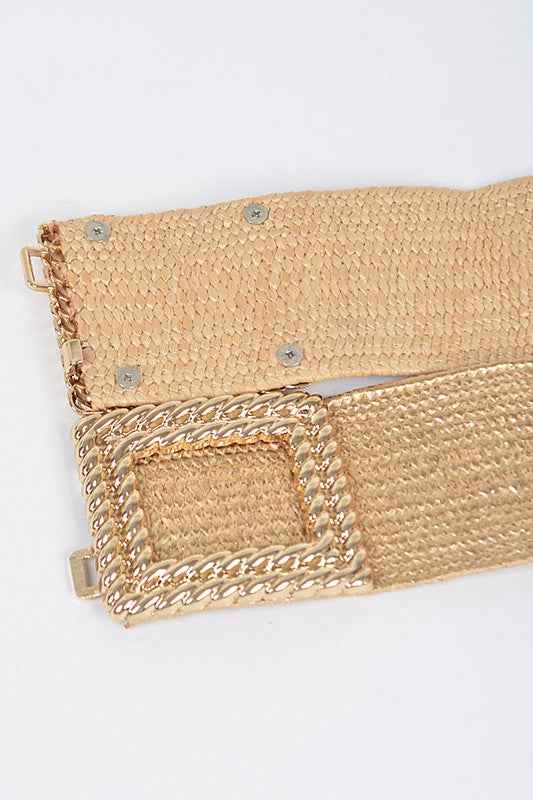 Double Buckle Metallic Faux Straw Elastic Belt 19519913_a37f4a6e-b641-4bb7-beaf-20b78c3f0549