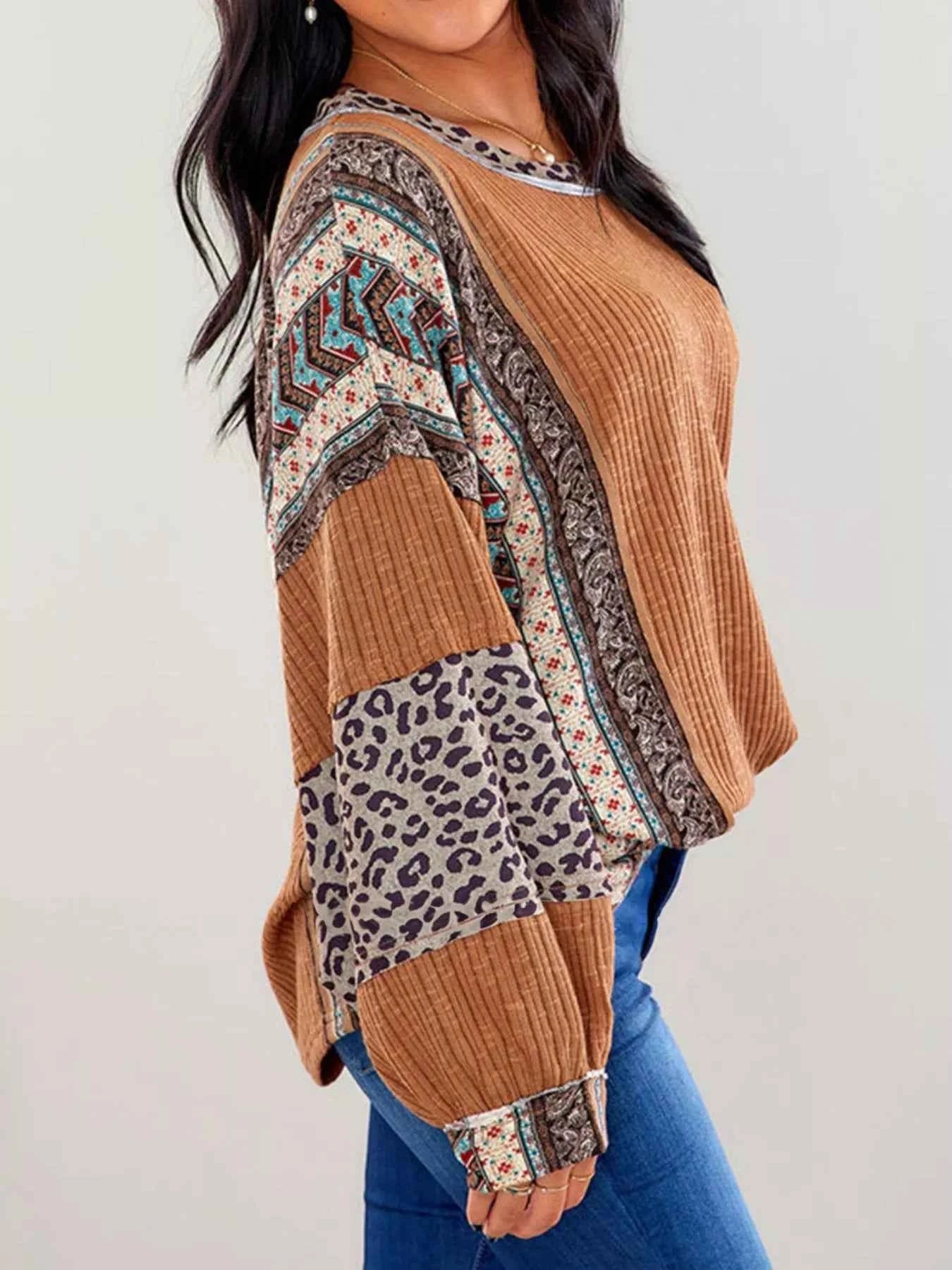 Leopard Color Block Ribbed Top 19575bf9-f068-4d29-bc5a-4681ad81a5dc-Max-Origin