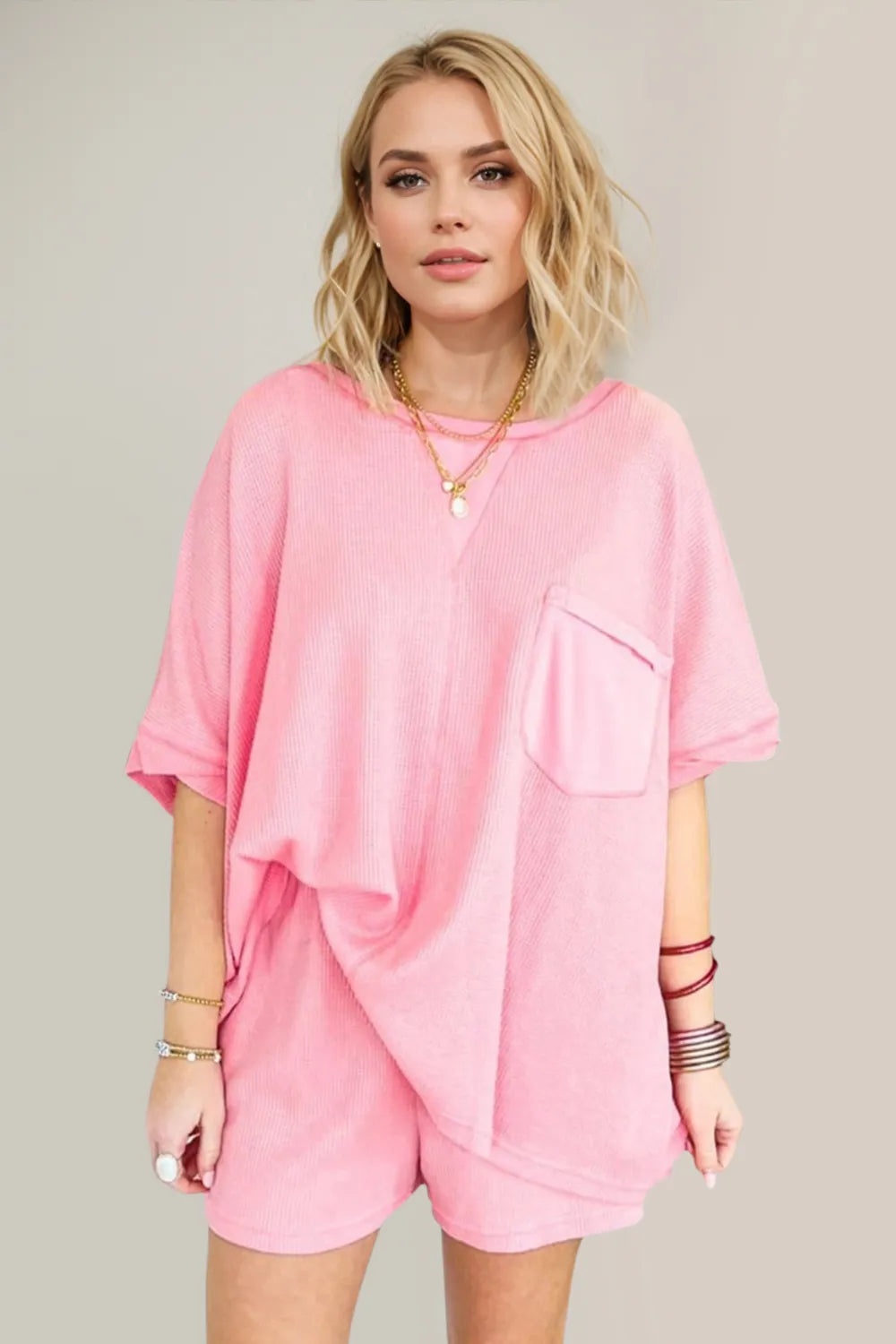 Oh Full Size Round Neck Half Sleeve Top and Shorts Set Dusty Pink 1958735c-6966-4a9e-a8a8-b7ad41dea66e-Max