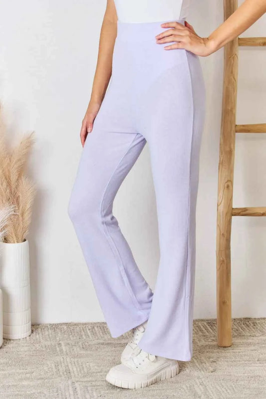 Full Size High Waist Ultra Soft Knit Flare Pants 195e7b2b-c4c0-43f6-ad30-5b45bf78b712-Max