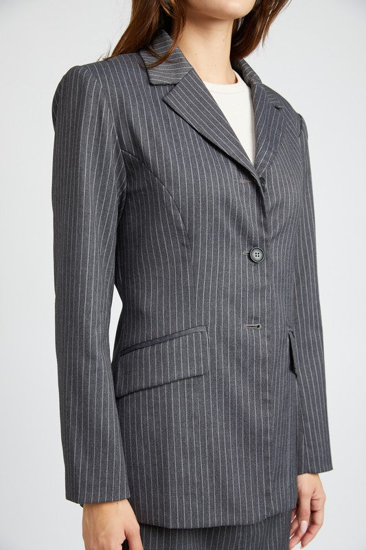 Pin striped blazer jacket 19609088_da824c27-342f-4bd3-8b20-588922b58ca1