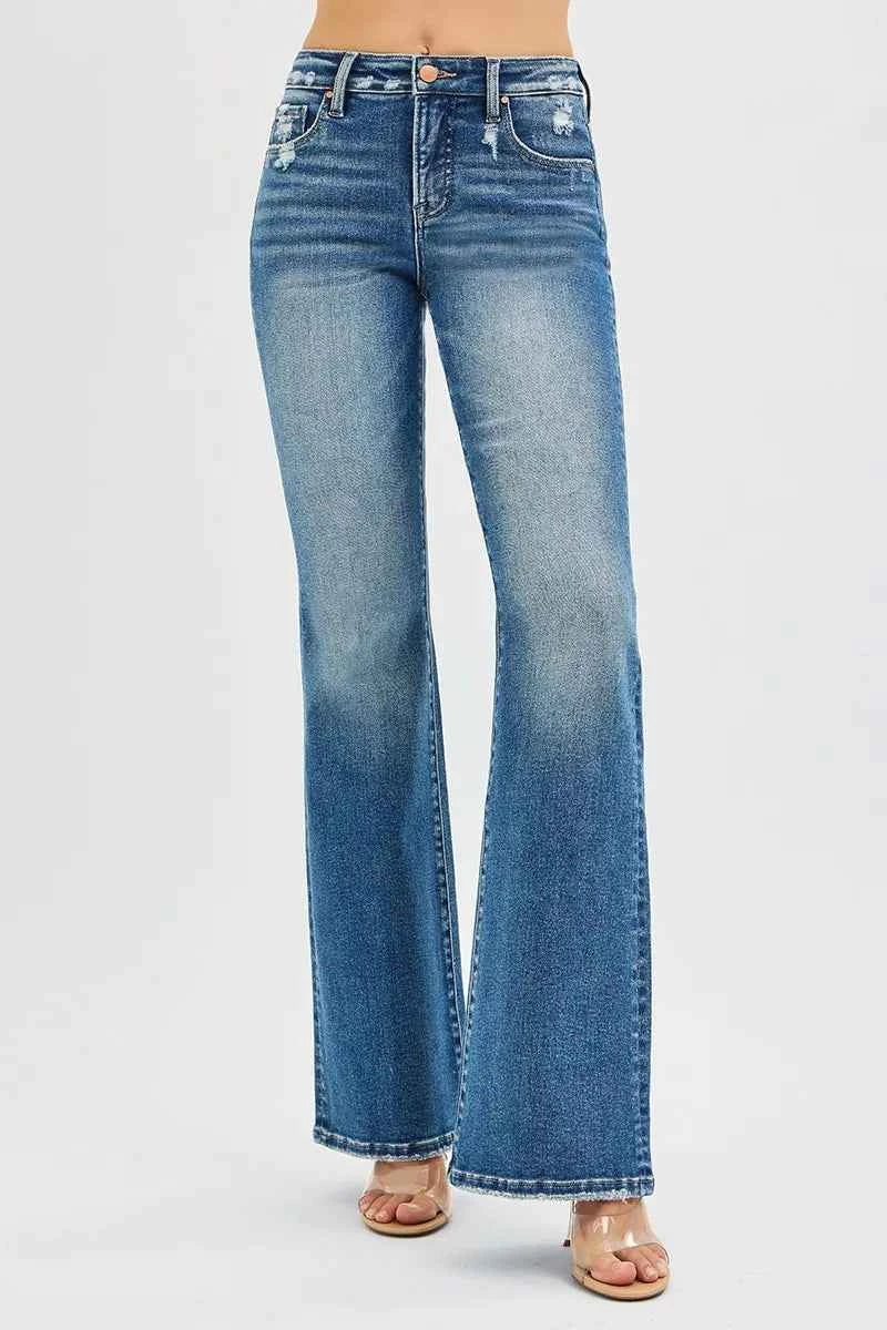 RISEN Full Size Tummy Control High Rise Flare Jeans Plus Size 1961279fd467401096a44dc2b9f8d359-Max-Origin