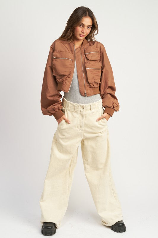 Cropped bomber jacket for women zip-up utility style casual outerwear 19624227_01e36c70-d907-40f6-af22-6050a8ca127f