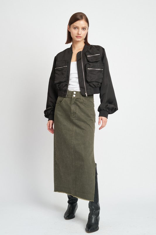 Cropped bomber jacket for women zip-up utility style casual outerwear 19624227_9ab8fda4-6bd4-4591-b935-4bdc20ee9ce9