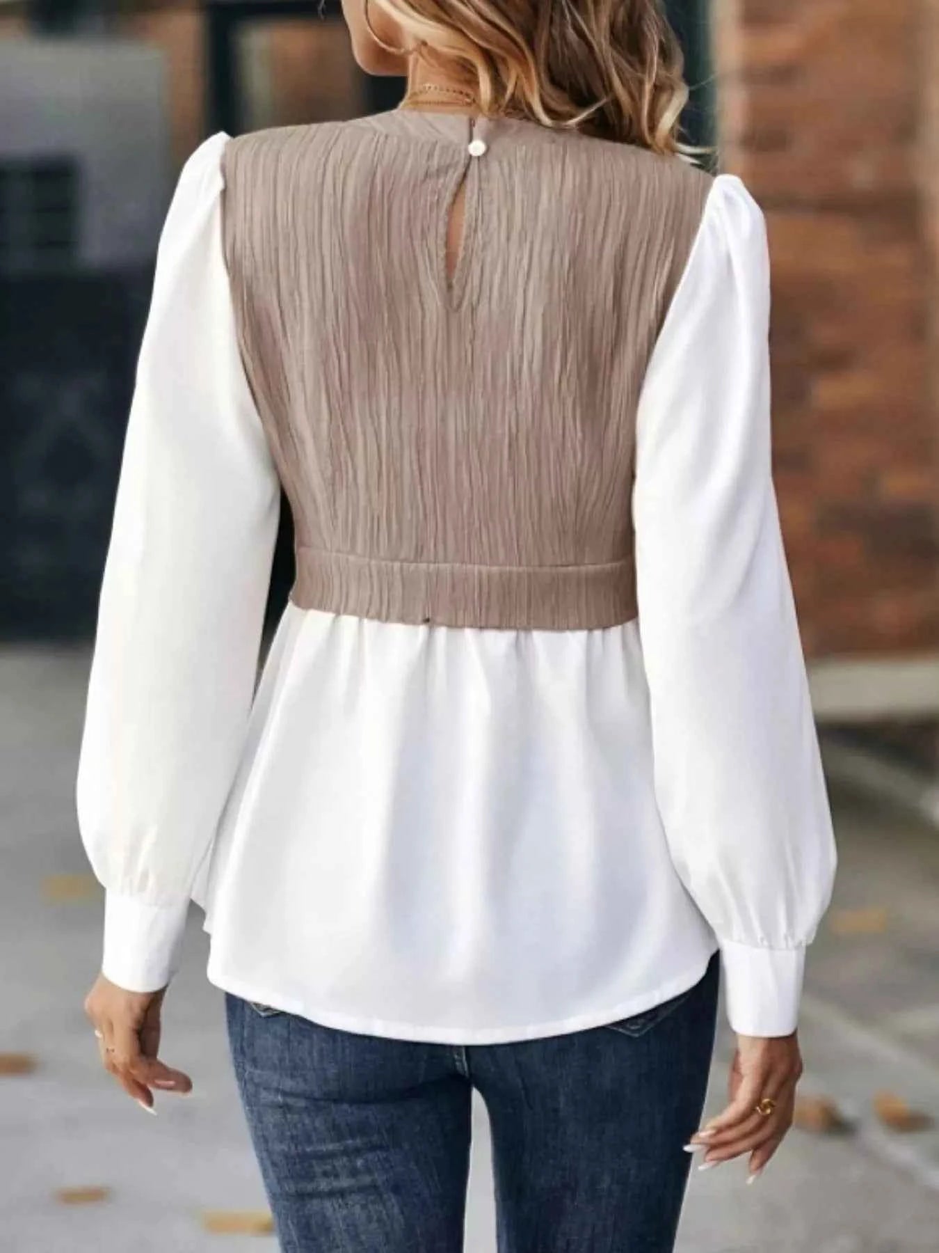 Color Block Long Sleeve Blouse 1965d736-858a-4f4b-84fb-b75ec6b0a837-Max-Origin