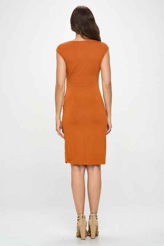 Brushed Knit Short Sleeve Bodycon Dress with Slit 19668801_2058d033-81ed-450e-b2a5-694954d0208a