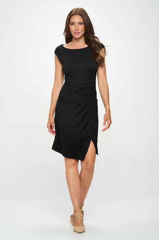 Brushed Knit Short Sleeve Bodycon Dress with Slit 19668804_15bc687d-bdd1-409a-94d6-de1a524e1de1