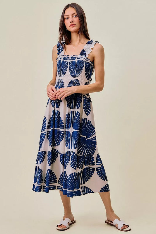 Abstract Print Smocked Bodice Tiered Lined Midi Dress NAVY 19673333-92ae-4684-947f-07a1ab114880-Max-Origin