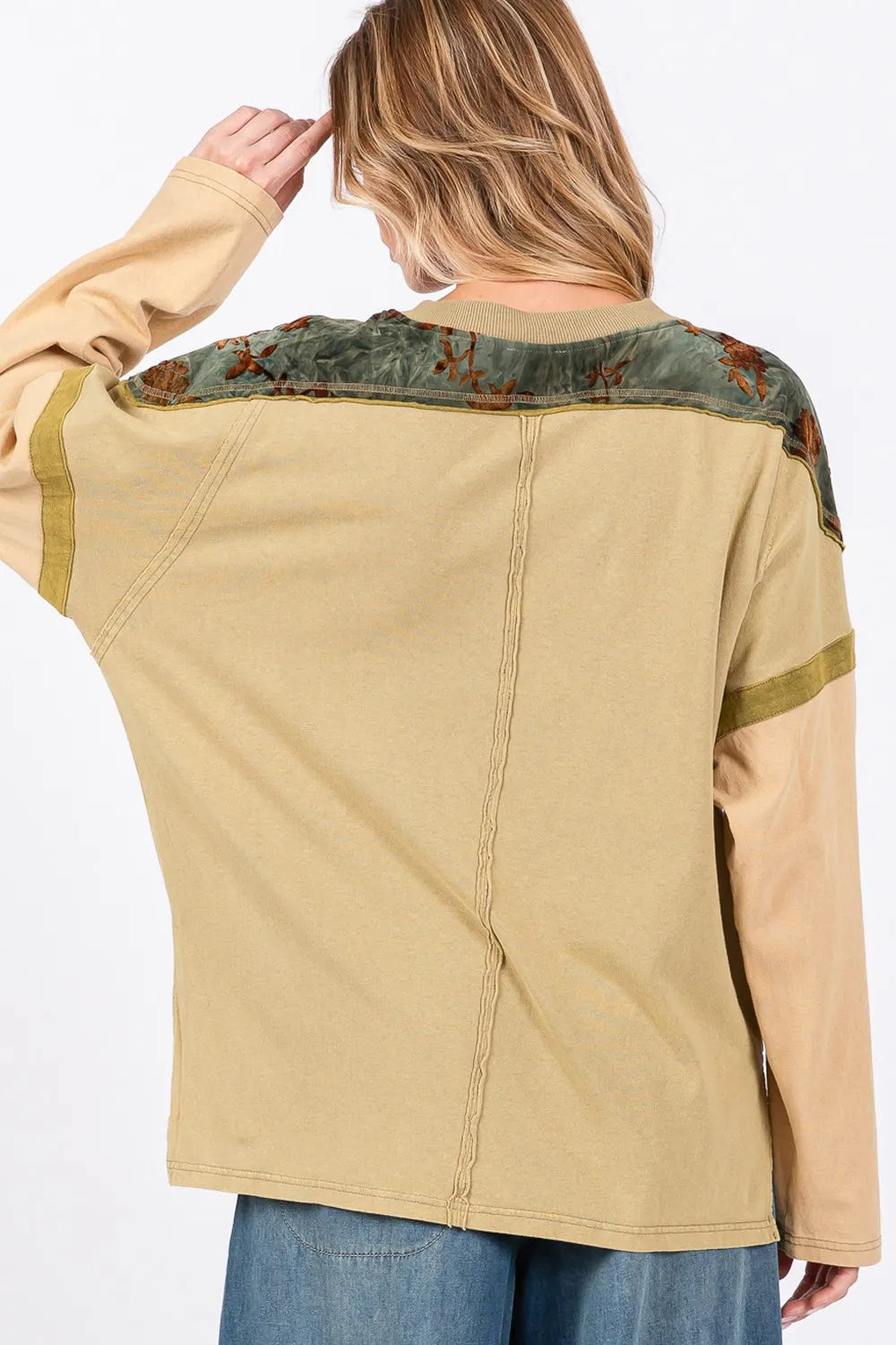 SAGE + FIG Star Patch Long Sleeve Color Block T-Shirt 196c80cc-050a-41b0-bfe3-17bfc99122b1-Max