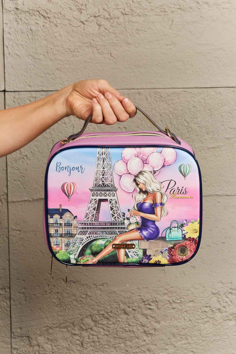 Nicole Lee USA Printed Handbag with Three Pouches 19706e787e674340a9ba1eb6da6d2f68-Max