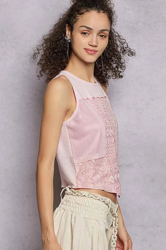 Ribbed Round Neck Cropped Tank with Lace Detail 1974aa68-1994-4187-b960-8897fd3053ed-Max-Origin